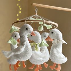 goose mobile crib, cozy nursery decor, baby mobile hanging, baby shower gift