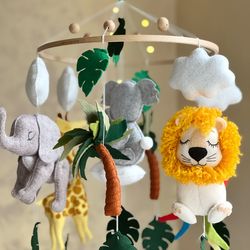 safari nursery ideas, baby mobile felt hanging, nursery decor, cot mobile, kid mobile, baby shower gift