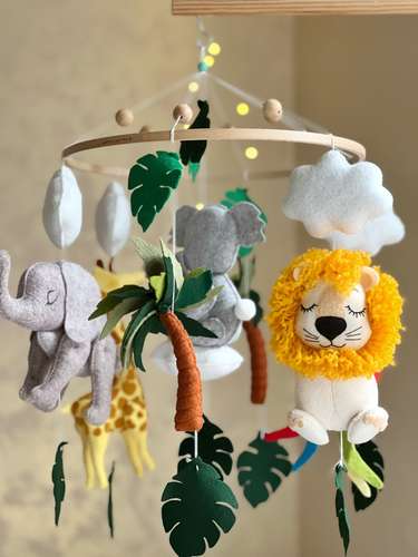 Safari nursery ideas, baby mobile felt hanging, Nursery decor, cot mobile, kid mobile, baby shower gift