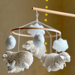 Sheep’s mobile cozy lambs mobile hanging baby mobile musical