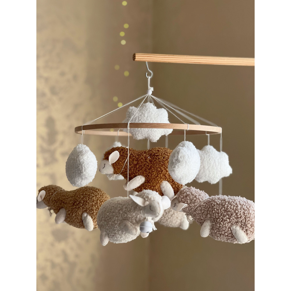 Sheeps Mobile Cozy Lambs Mobile Hanging Baby Mobile Musical 0