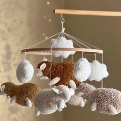 sheep’s mobile cozy lambs mobile hanging baby mobile musical