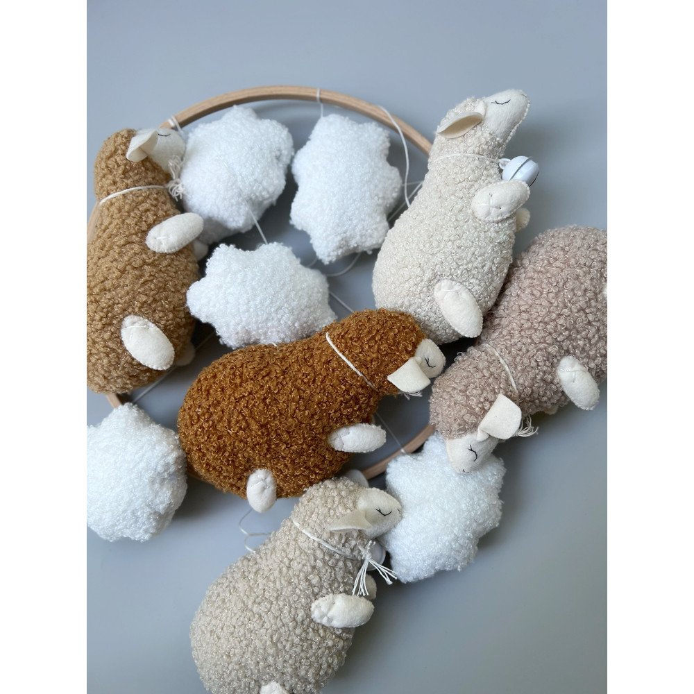 Sheeps Mobile Cozy Lambs Mobile Hanging Baby Mobile Musical 8