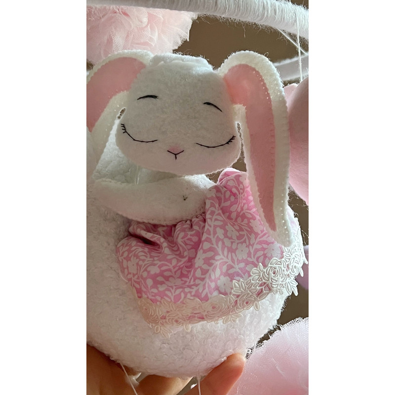 Rabbit Baby Mobile Girl Felt Mobile Crib Handmade Mobile Bebe Nursery Decor Nursery Mobile Baby Sho 7