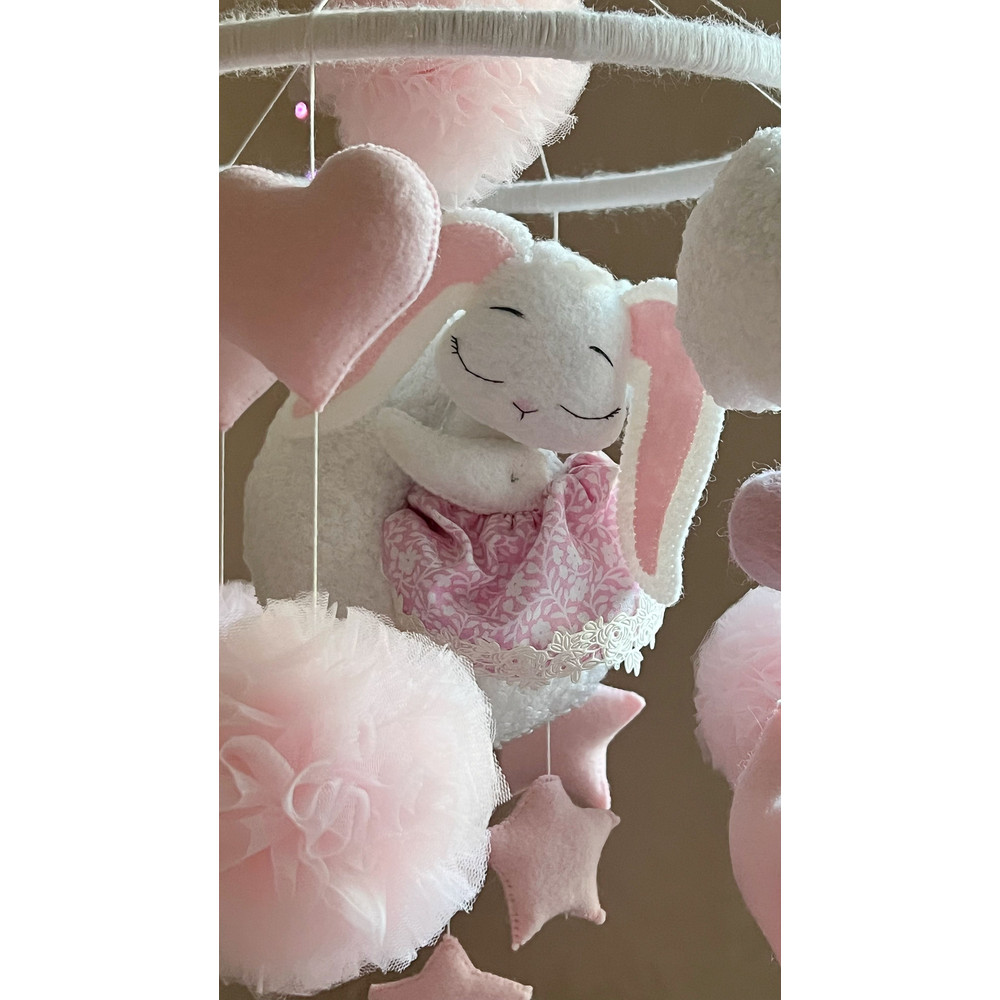 Rabbit Baby Mobile Girl Felt Mobile Crib Handmade Mobile Bebe Nursery Decor Nursery Mobile Baby Sho 8