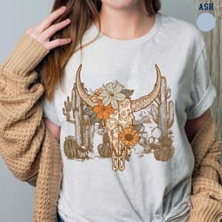 cow skull shirt, western american cow skull shirt, western aztec bull skull shirt, western gift, cowgirl sweater, howdy
