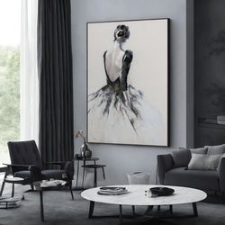 lady in a ball dress, woman in ballerina dress, beautiful girl back decor painting, wall art canvas design, framed canva