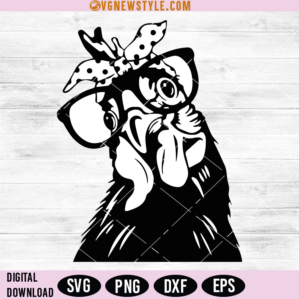 Chicken With Glasses and Bow Svg.jpg