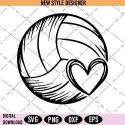 Volleyball Heart Svg Png, Cute Volleyball Svg, Volleyball Sport Svg, Volleyball Team Svg, Instant Download