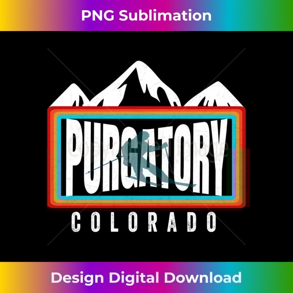 Ski Purgatory Rad Colorado Snowboarding Retro Skier Gear Long Sleeve 2 - Unique Sublimation PNG Download