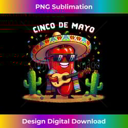 pixelated spicy hot red pepper with guitar cinco de mayo tank top - signature sublimation png file