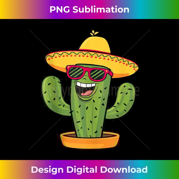Funny Cactus Plant Happy Cinco De Mayo Sunglasses Men Women Tank Top - Premium Sublimation Digital Download