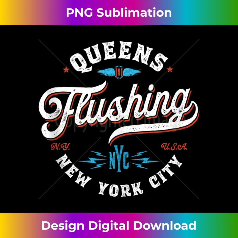 Flushing Queens - New York vintage graphic - Instant Sublimation Digital Download
