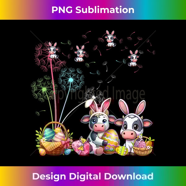 Squad Easter Couple Bunny Cows Dandelions Hunting Eggs 1 - Instant PNG Sublimation Download