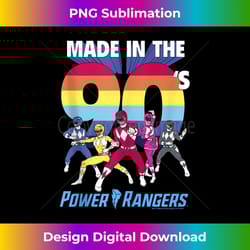 power rangers made in the 90's retro rainbow stripe logo 1 - artistic sublimation digital file