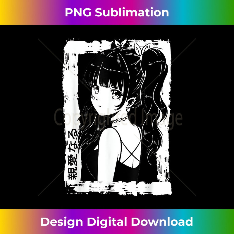 Anime Goth Girl Otaku Japanese Aesthetic Vaporwave Anime - Modern Sublimation PNG File