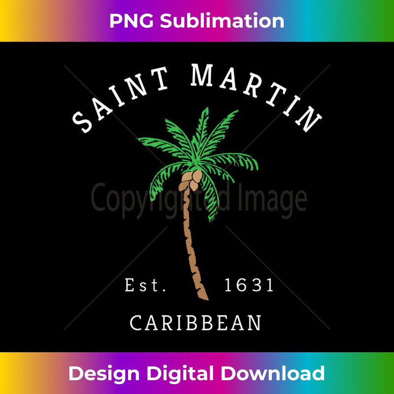 Saint Martin Colorful Caribbean Palm Tree Retro Novelty Art  1 - Exclusive Sublimation Digital File