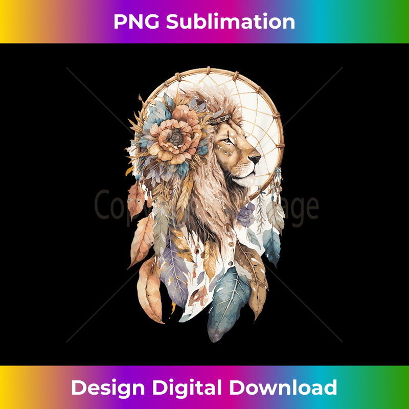 Lion Tribal Watercolor Lion Dream Catcher 1 - PNG Transparent Sublimation File