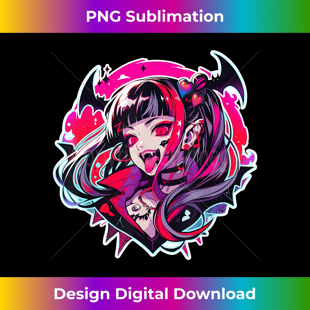 Vibrant Alt Vampire Anime Girl 1 - Sublimation-Ready PNG File