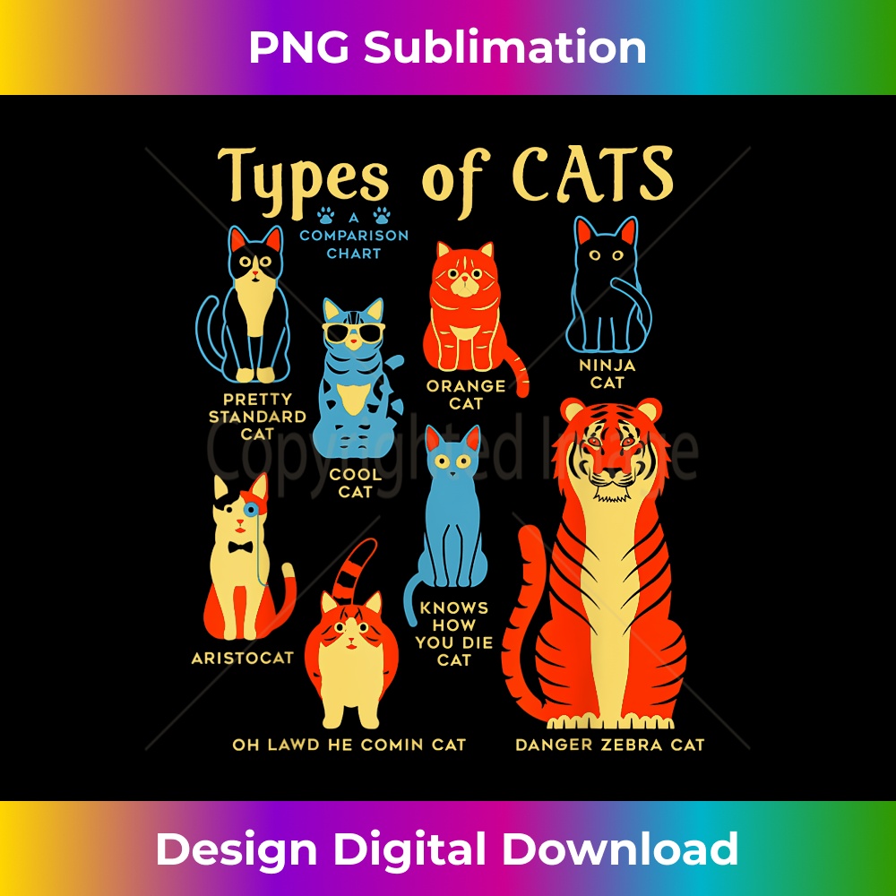 Types Of Cats Funny Cat Lover 1 - Instant PNG Sublimation Download