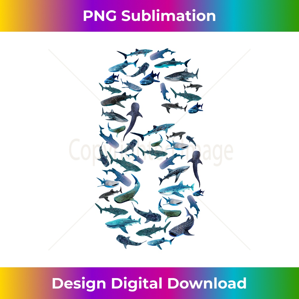6th Birthday Boy Six-Year-Old Sea Ocean Fish Whale Shark - PNG Transparent Sublimation Design