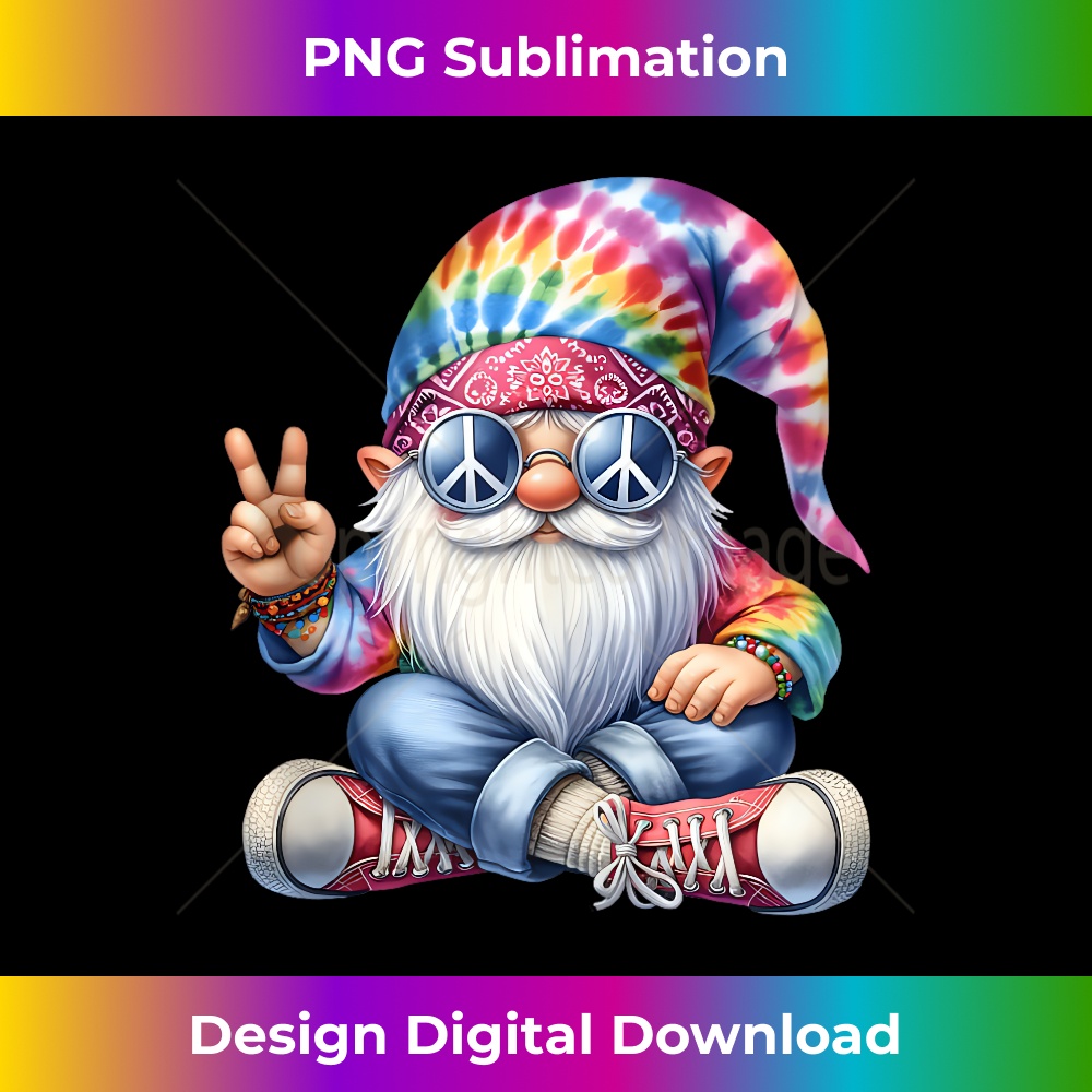 Groovy Gnome In Batik Dress Hippie Gnome Dad Life - Elegant Sublimation PNG Download