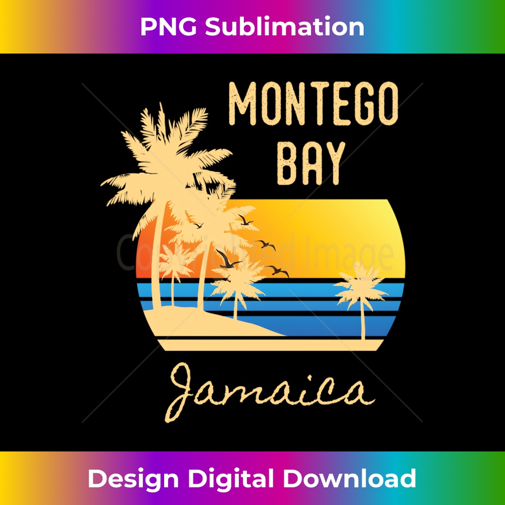 Retro Colorful Sunset Montego Bay Jamaica Palm Tree  1 - Special Edition Sublimation PNG File