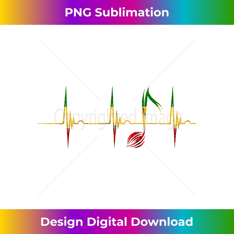 Rasta Reggae Music Note Heartbeat EKG Pulse Rastafari Roots 1 - Premium PNG Sublimation File