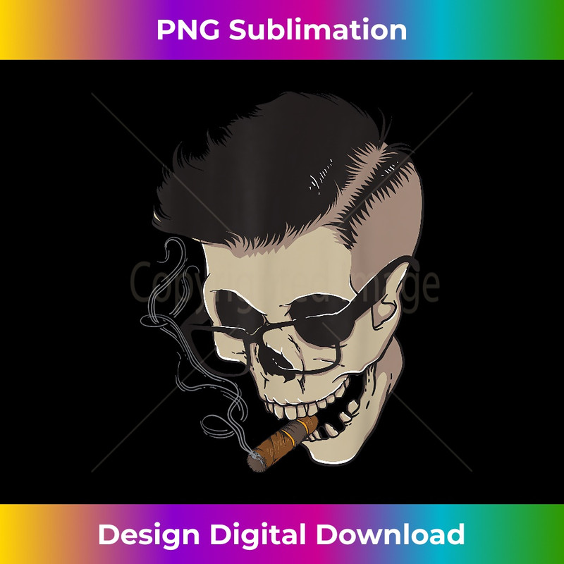 Funny Mohawk Skull Smoking Cigars And - Decorative Sublimation PNG File