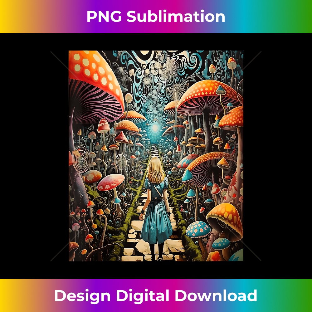 Alice in Wonderland Trippy Mushroom Forest Path - Instant Sublimation Digital Download