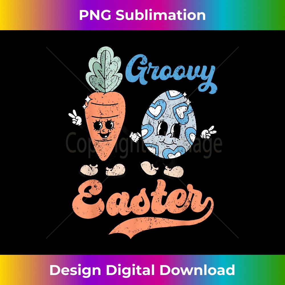 Retro Groovy Easter Egg And Carrot Hippie Easter Funny 1 - Creative Sublimation PNG Download