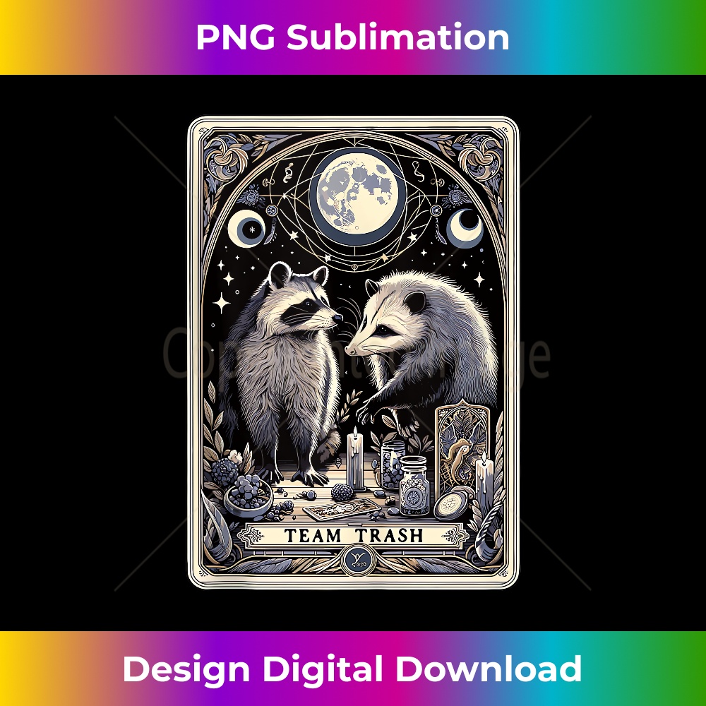 Team Trash Tarot Card Raccoon Opossum Witchcraft Goth Possum 1 - Decorative Sublimation PNG File