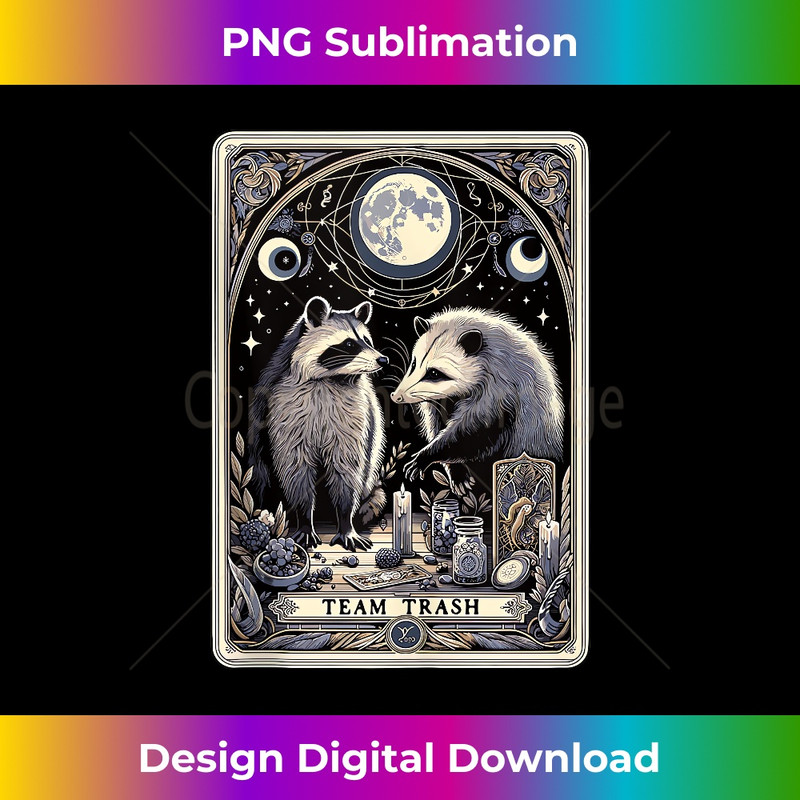 Team Trash Tarot Card Raccoon Opossum Witchcraft Goth Possum 1 - Decorative Sublimation PNG File