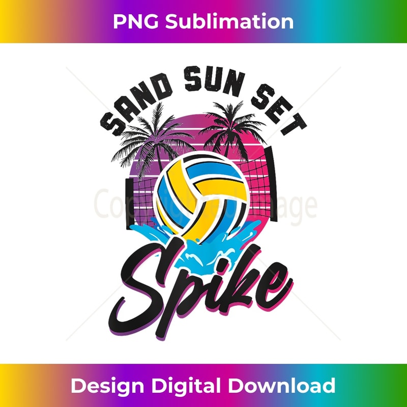 Volleyball Player Team Vintage Retro 90S 80S Sand Sun Set 1 - Unique Sublimation PNG Download