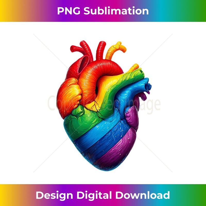 Rainbow Anatomical Heart LGBT Pride Celebrate Diversity 1 - Elegant Sublimation PNG Download
