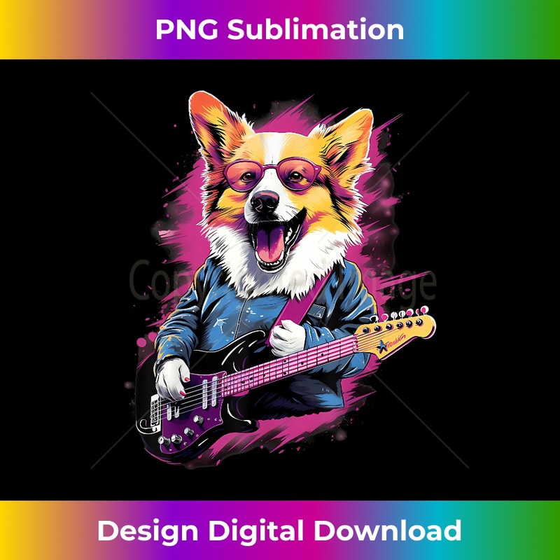 Punk Rock Guitar Corgi Dog Guitarist 1 - PNG Transparent Sublimation File
