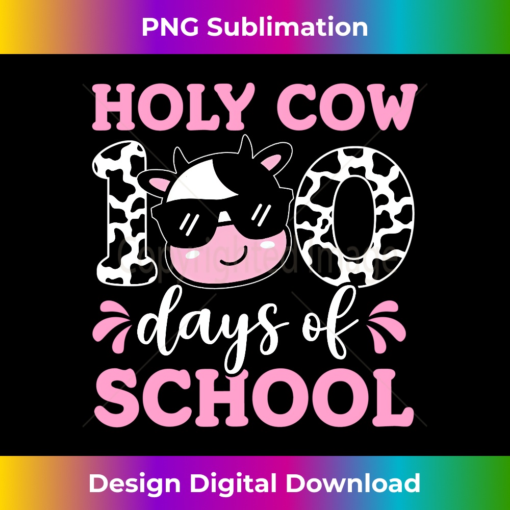 Funny Milk Cow 100 Days Of School Teacher And Student - PNG Transparent Digital Download File for Sublimation