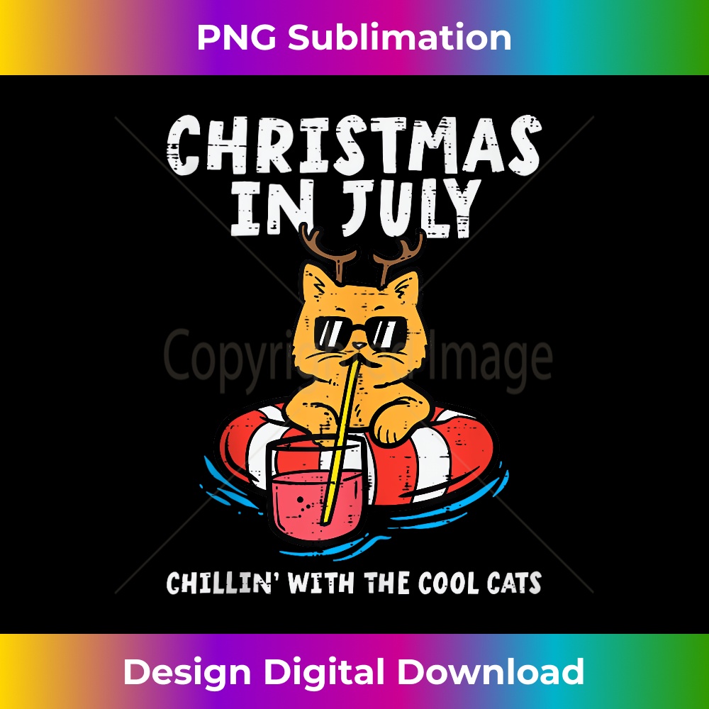 Christmas In July Chillin Cool Cats Funny Meowy Xmas Summer - High-Quality PNG Sublimation Download