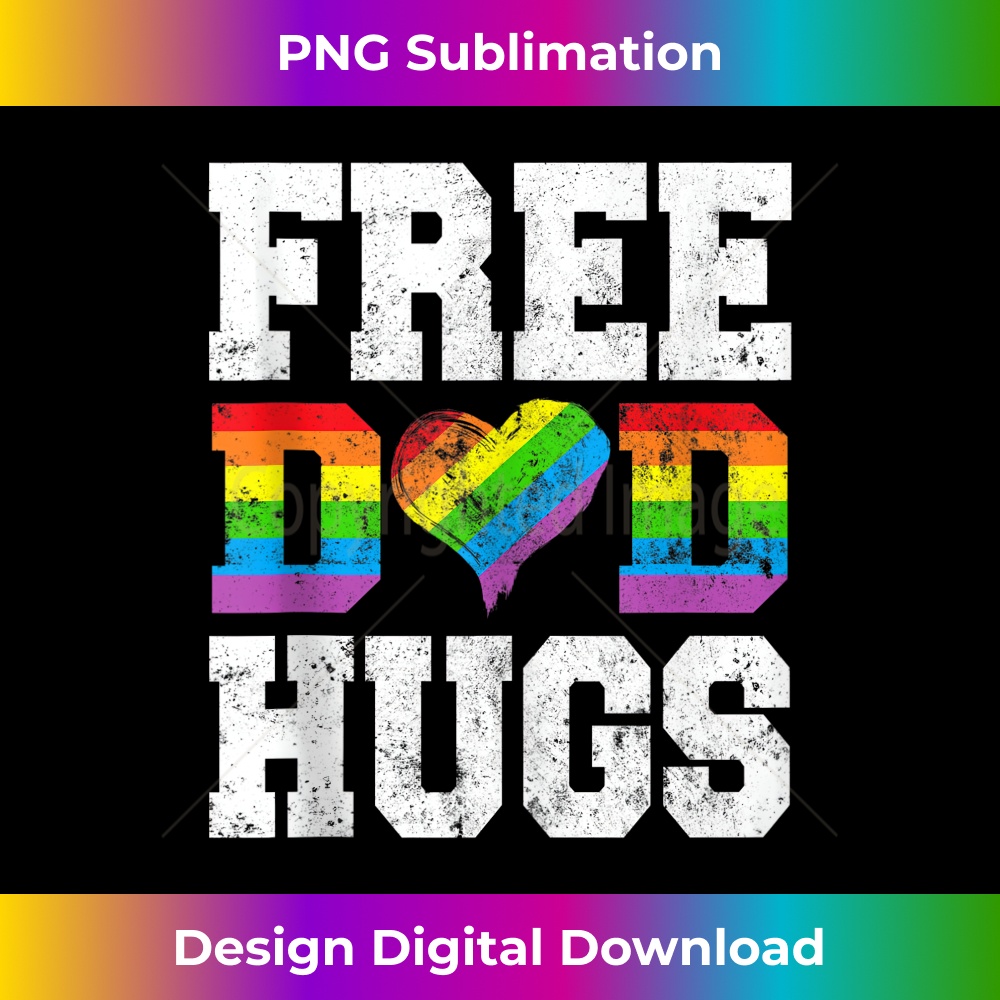 Vintage Free Dad Hugs Rainbow Heart LGBT Pride Month  3 - Decorative Sublimation PNG File