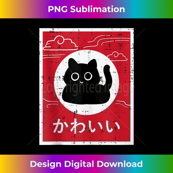 Black Cat Japanese Poster Kawaii Art Anime Men Women Kids Tank Top - Chic Sublimation Digital Download - Customize with Flair