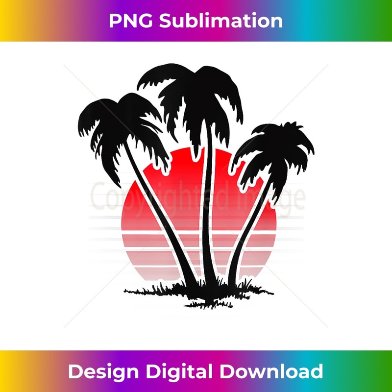 Sunset Beach Palm Trees for Summer Vacation or Holidays 1 - PNG Transparent Sublimation File