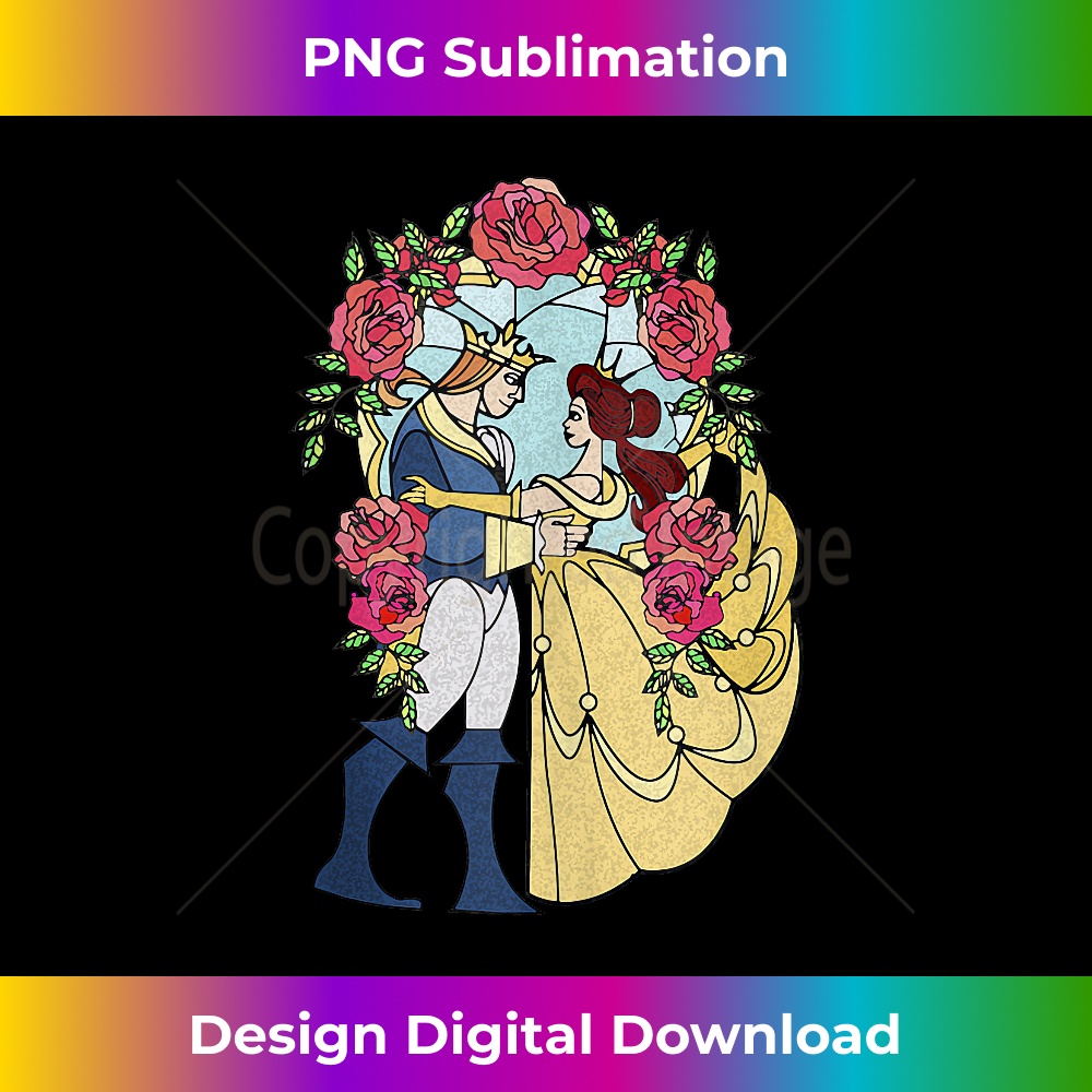 Disney Beauty And The Beast Belle And Beast Stained Glass - Elegant Sublimation PNG Download