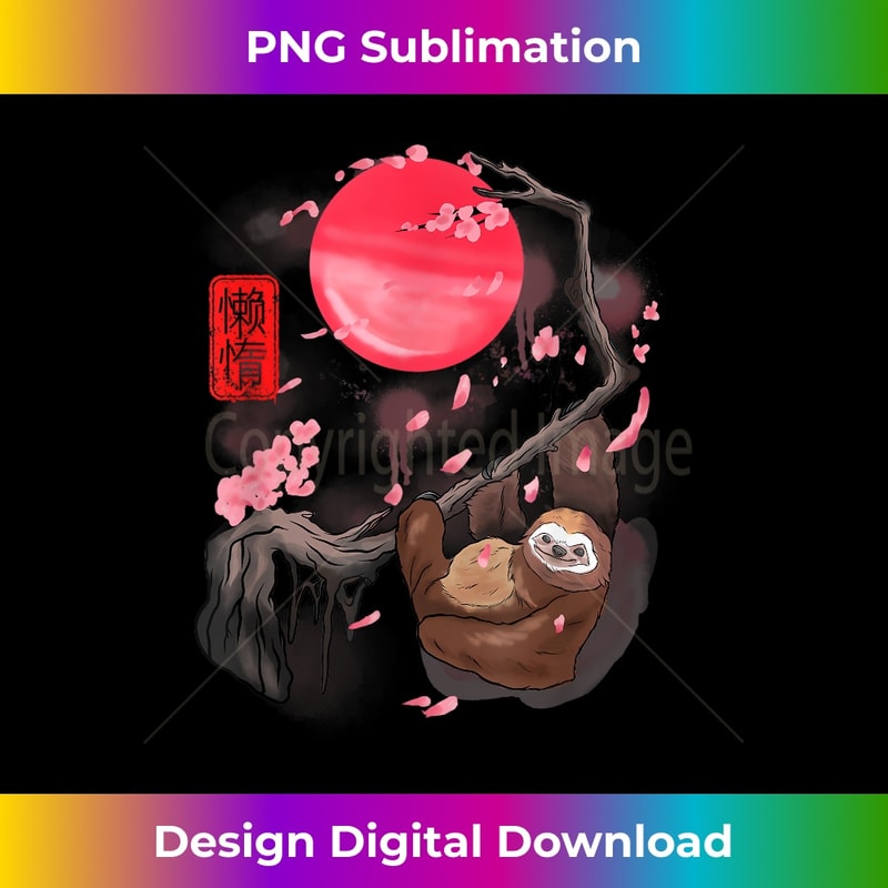 Funny Sloth at Cherry Blossoms Tree Cool Sakura Manga - Stylish Sublimation Digital Download