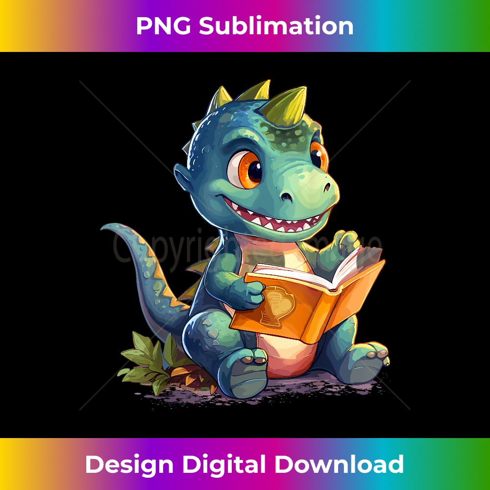 Dino Book Reading Dinosaur Aesthetic Cute Dinosaur Book - Premium PNG Sublimation File
