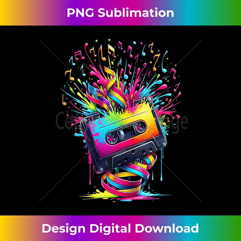 80s 90s Music Notes Cassette Tape Music - Premium PNG Sublimation File