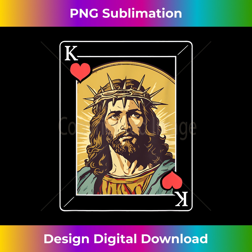 Jesus King of Hearts Card - Retro PNG Sublimation Digital Download