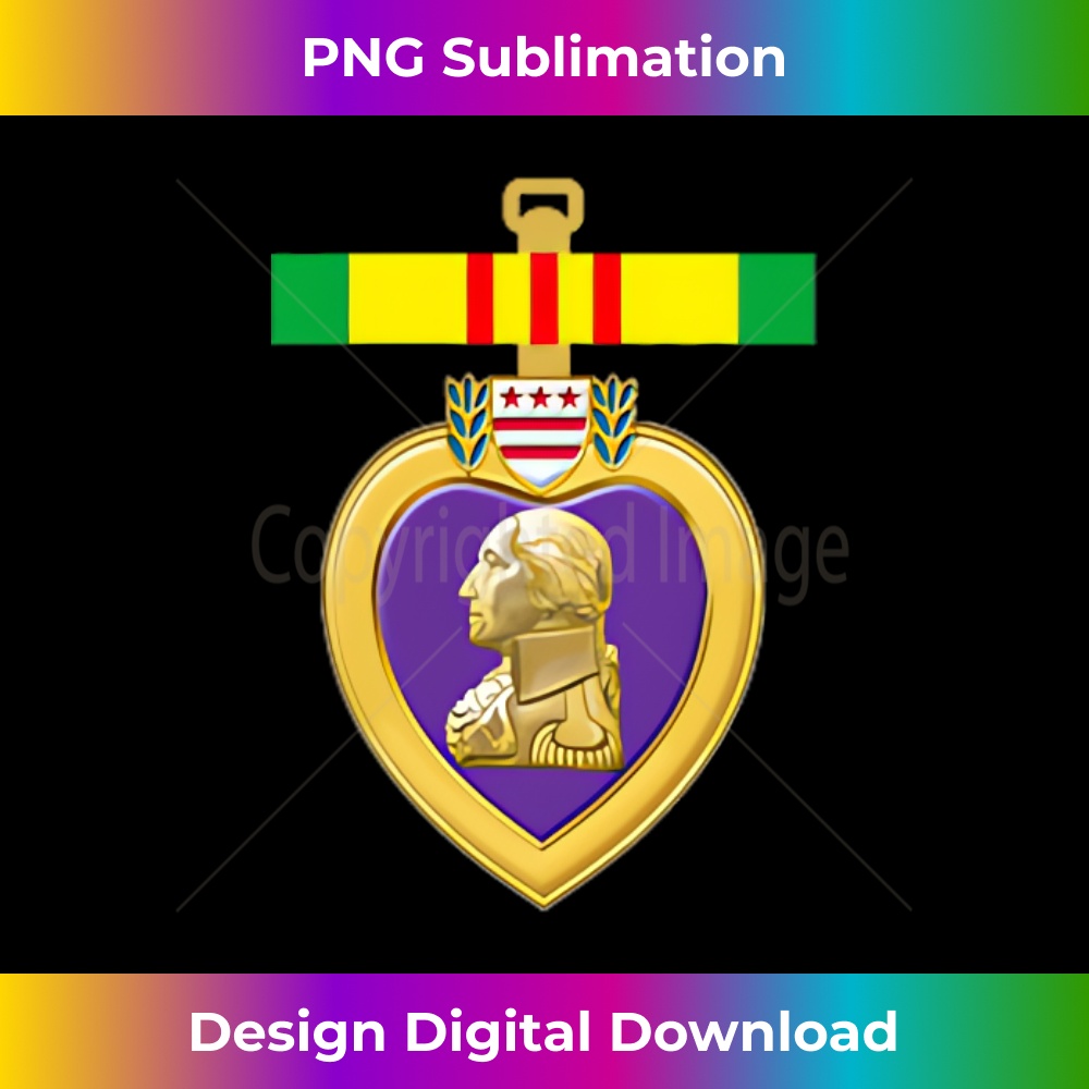 VIETNAM SERVICE RIBBON ABOVE PURPLE HEART MILITARY MEDAL - 1 - PNG Sublimation Digital Download