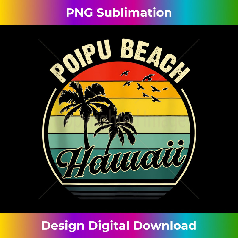 Vintage Poipu Koloa Kauai Beach Summer Vacation Sunset Palm  1 - Elegant Sublimation PNG Download
