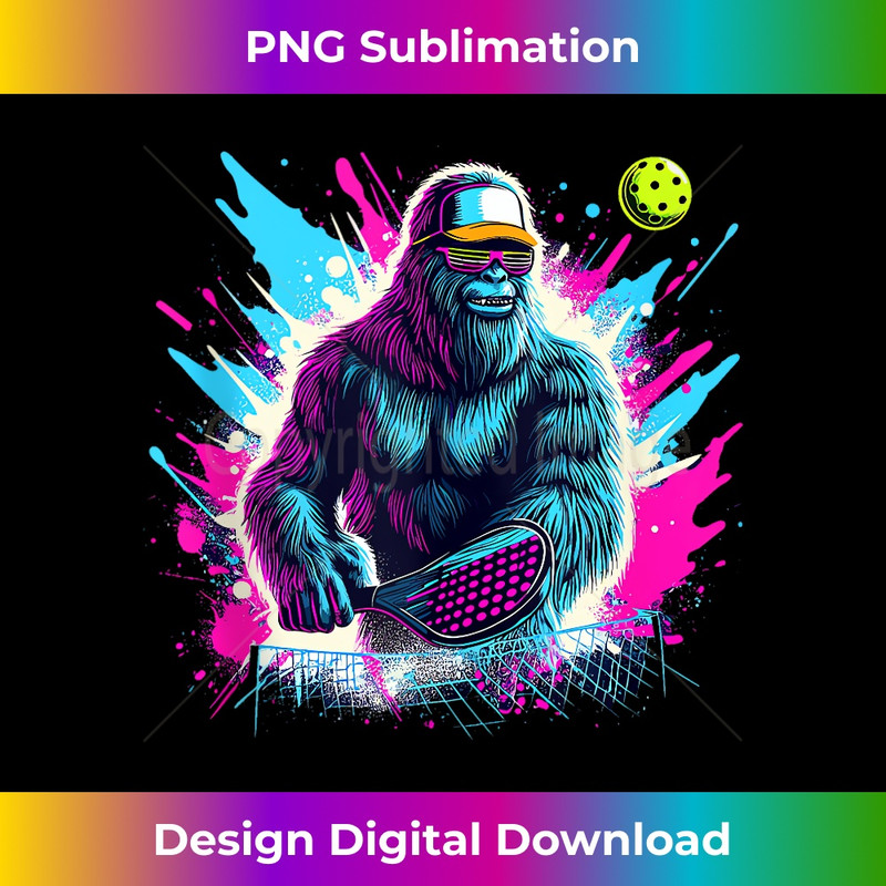 Bigfoot Sasquatch Playing Pickleball - Instant PNG Sublimation Download