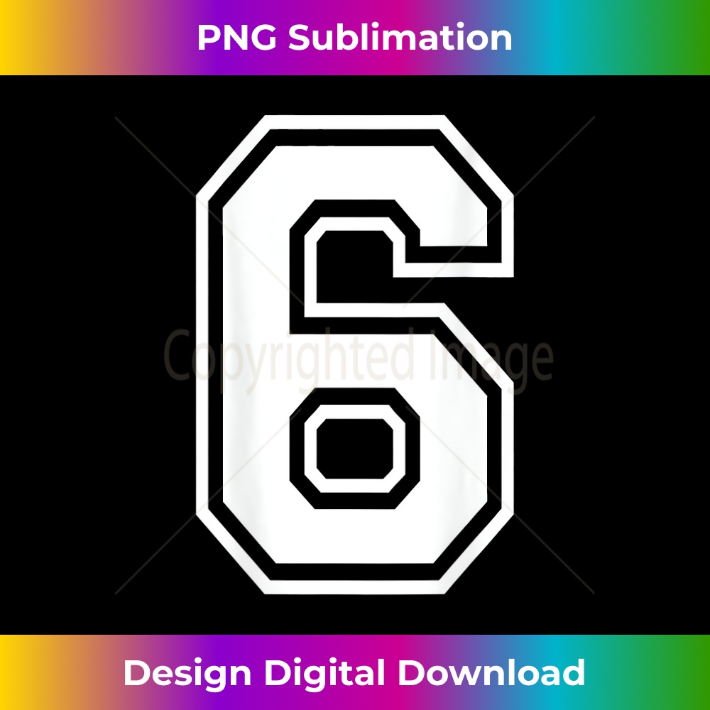 Number 6 Sports Player Number BACK of 1 - Premium Sublimation Digital Download
